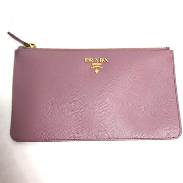 PRADA Pouch saffiano leather Pink type logo Women Used