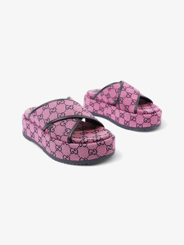 Gucci Crossover Platform Sandal Pink And Navy EC Supreme Canvas EU 36.5 UK 4.5