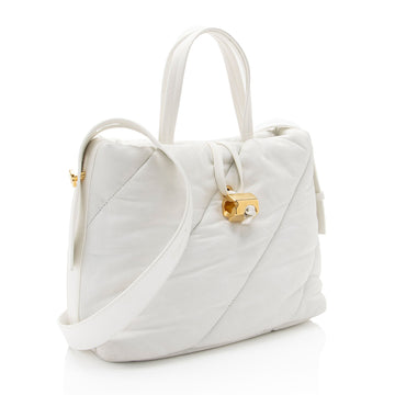 Off-White Leather Nailed Zipped Tote