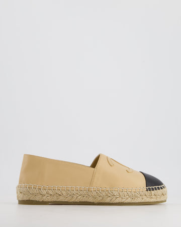 Chanel Beige & Black Leather Espadrilles Shoes Size EU 40 RRP ¬£730