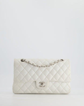 Chanel White Medium Classic Double Flap in Caviar Leather with Silver Hardware RRP ¬£8,890