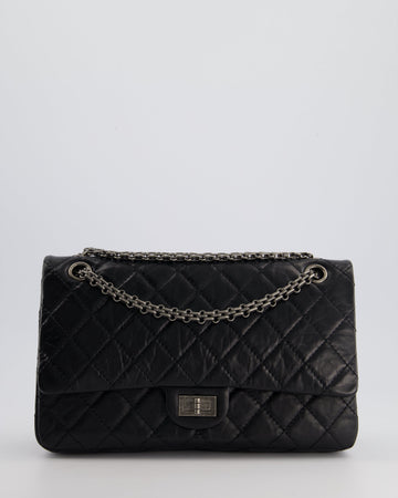 Chanel Black Medium Reissue 2.55 Double Flap Bag in Quilted Crumpled Lambskin with Ruthenium Hardware RRP ¬£8,850