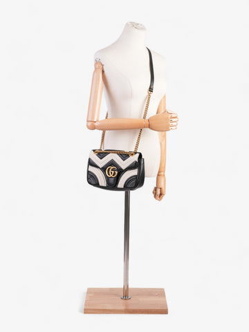 Gucci EC Marmont Black / White Matelasse Leather Small