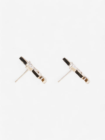 Chanel CC Star Crystal Earrings Light Gold / White Base Metal