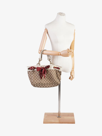 Gucci Positano Scarf Tote Beige And Ebony EC Supreme Canvas