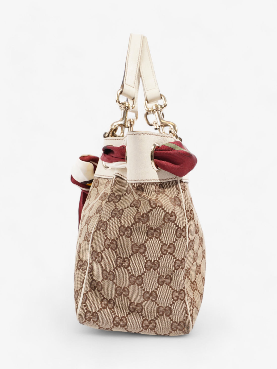 Gucci Positano Scarf Tote Beige And Ebony EC Supreme Canvas