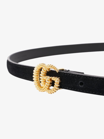 Gucci EC Marmont Thin Belt Black / Gold Suede 90cm / 36"