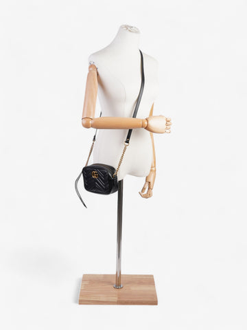 Gucci EC Marmont Shoulder Bag Black Matelasse Leather Mini