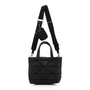 PRADA RE-NYLON TESSUTO NAPPA QUILTED PADDED ZIP TOTE BAG