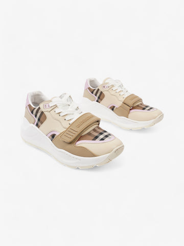 Burberry Ramsey Sneakers Beige  / Brown / Pink Canvas EU 41 UK 8