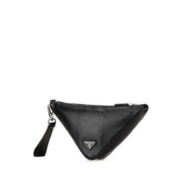 Prada Grace Lux Triangle Logo Embossed Triangle Wristlet Pouch