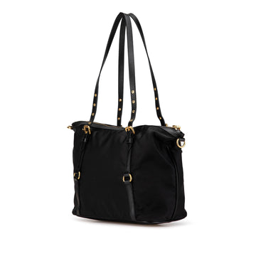 Prada Saffiano Trimmed Tessuto Logo Tote