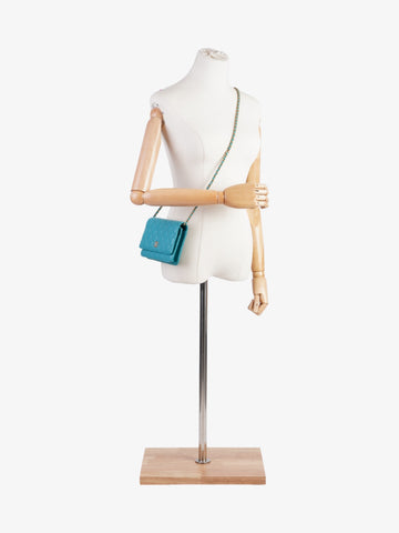 Chanel Classic Wallet on Chain Turquoise Blue  Lambskin Leather