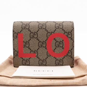 Gucci LOVE Card Case Flap Wallet CS Supreme Canvas Red