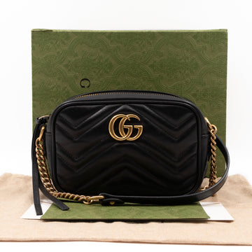 Gucci CS Marmont Matelassé Mini Black Leather Bag