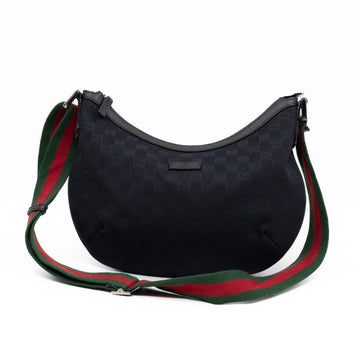 Gucci Vintage Web Hobo Messenger Bag Black CS Canvas