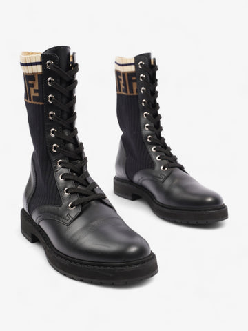 Fendi Rockoko Boots Black / Beige Leather EU 37.5 UK 4.5