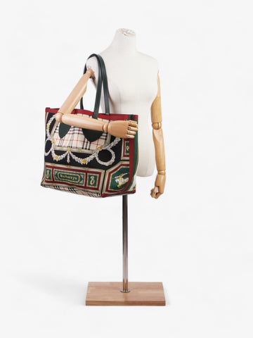 Burberry The Giant Reversible Tote Cream / Gold / Green Cotton