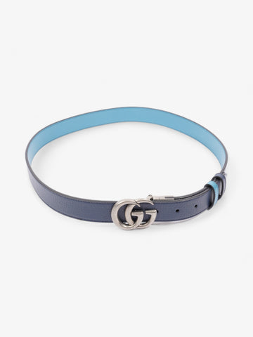 Gucci EC Marmont Thin Reversible Belt Navy / Aqua Blue Leather 95cm 38"