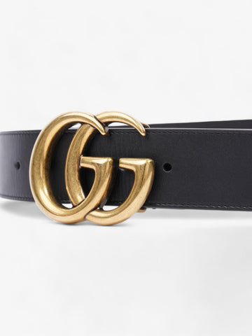 Gucci EC Marmont 2015 Re-Edition Wide Belt Black / Gold Leather 80cm / 32"