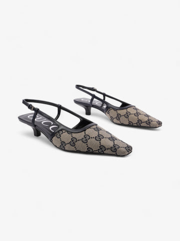 Gucci EC Slingback Pumps 35mm EC Supreme / Navy Blue Fabric EU 35 UK 2
