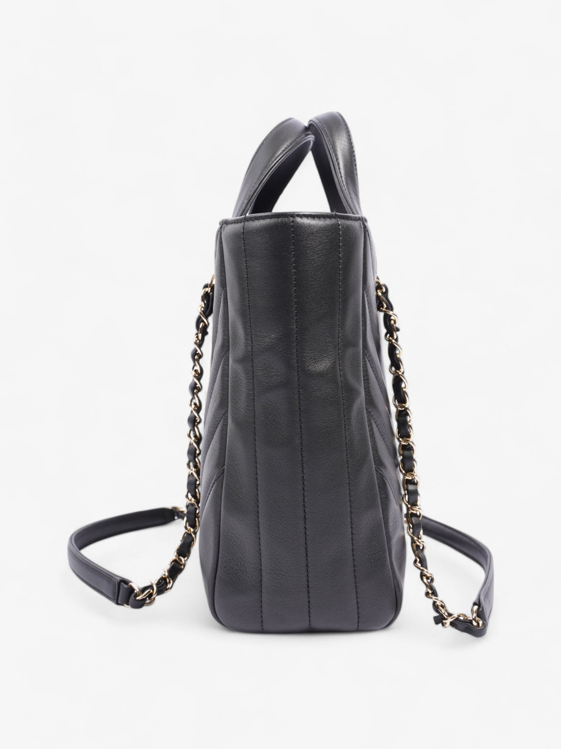 Chanel Shopping Tote Black Calfskin Leather Small
