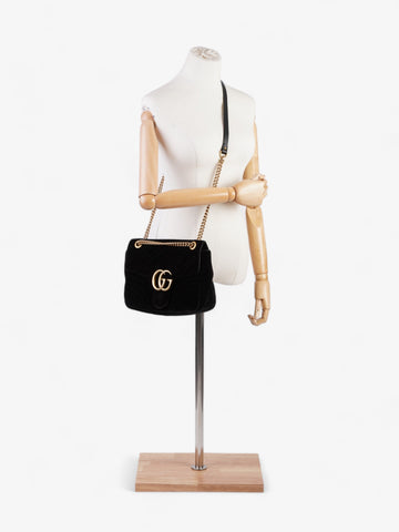 Gucci EC Marmont Flap Black Velvet Medium