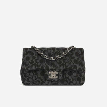 Chanel Chanel - Classic Flap Bag - Mini Rectangular - Black Floral Denim SHW - Pristine Condition
