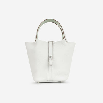 Hermès Hermès - Picotin 18 Eclat - New White Clemence / Vert Swift PHW - Brand New - 2024
