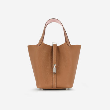Hermès - Picotin 18 Eclat - Gold Clemence / Rose Sakura Swift PHW - Brand New