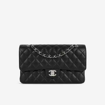Chanel Medium Classic Flap Black Caviar SHW Plaque Series