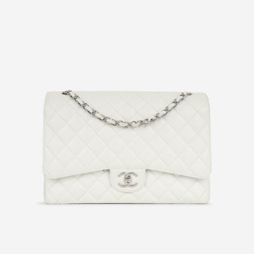 Chanel - Maxi Classic Flap - White Quilted Caviar Leather SHW - 2011 -