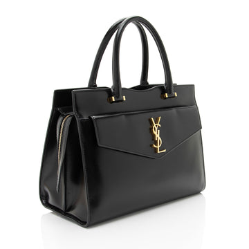Saint Laurent Calfskin Monogram Uptown Medium Tote (SHF-H6s3rP)