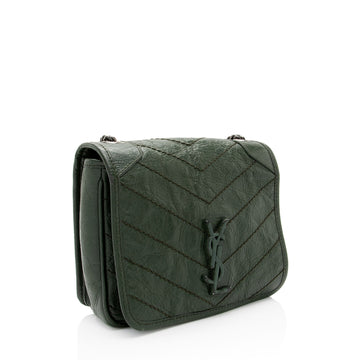 Saint Laurent Crinkled Calfskin Monogram Niki Chain Wallet (SHF-w5uFiz)