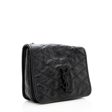 Saint Laurent Crinkled Calfskin Niki Chain Wallet (SHF-18521)