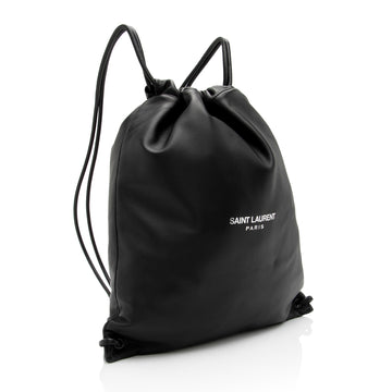 Saint Laurent Lambskin Teddy Drawstring Backpack (SHF-AWdD6b)
