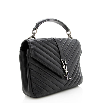 Saint Laurent Matelasse Calfskin Monogram Medium College Top Handle Bag (SHF-18909)