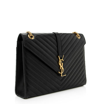 Saint Laurent Matelasse Calfskin Monogram Large Envelope Bag (SHF-19439)