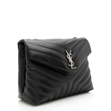 Saint Laurent Matelasse Calfskin Monogram LouLou Chain Medium Shoulder Bag (SHF-22876)