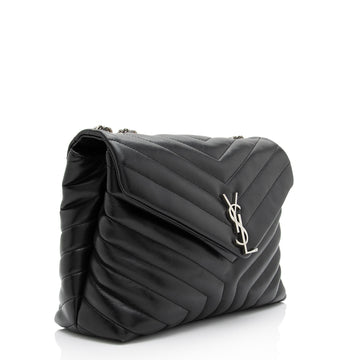 Saint Laurent Matelasse Calfskin Monogram LouLou Chain Medium Shoulder Bag (SHF-23572)