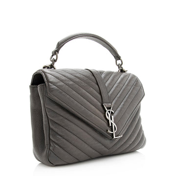 Saint Laurent Matelasse Calfskin Monogram Medium College Top Handle Bag (SHF-20220)
