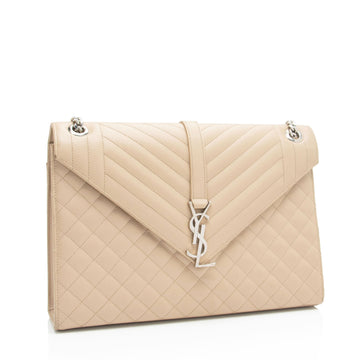 Saint Laurent Mixed Matelasse Grain de Poudre Monogram Large Shoulder Bag