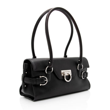 Salvatore Ferragamo Calfskin Ganchini Jules Satchel (SHF-5PXr2S)