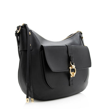 Salvatore Ferragamo Calfskin Gancini Pocket Messenger Bag (SHF-20244)