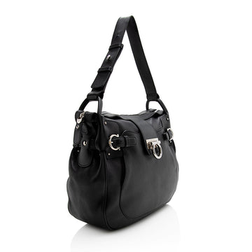 Salvatore Ferragamo Calfskin Gancini Shoulder Bag (SHF-22067)