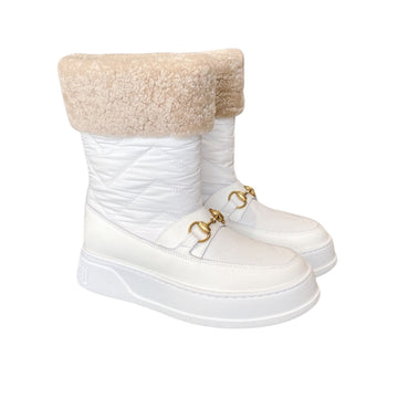 EC HORSEBIT CHEVRON QUILTED BOOTS WHITE