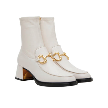 EC HORSEBIT PLAQUE ANKLE BOOTS OFF WHITE