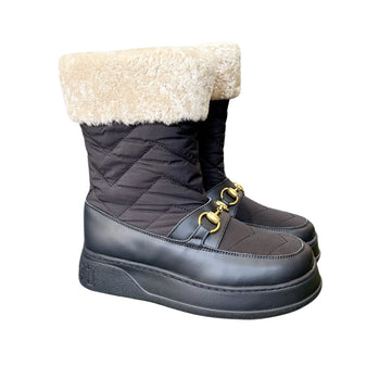 EC HORSEBIT CHEVRON QUILTED BOOTS BLACK