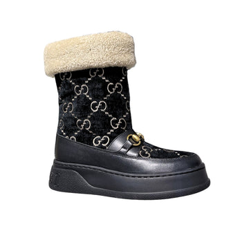 EC 1955 HORSEBIT SNOW BOOTS VELVET FABRIC BLACK