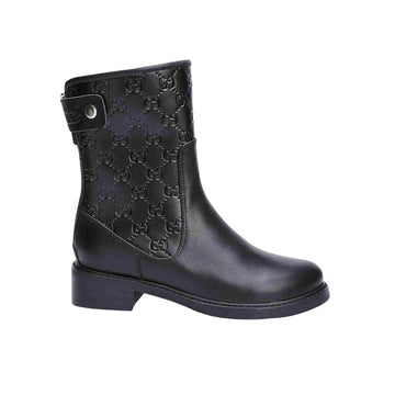 EC WOMEN'S GUCCISSIMA SHORT ZIP BOOTS BLACK